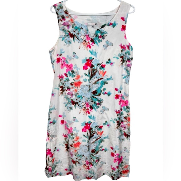 Cotton floral sheath sleeveless dress, Size 38/S-M, lined Pretty Feminine Summer - Picture 1 of 7